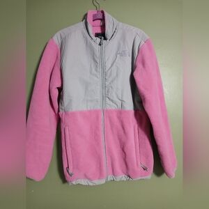 The North Face Jacket Youth Girls XL Tween  Pink Gray Full Zip Girls Fleece J